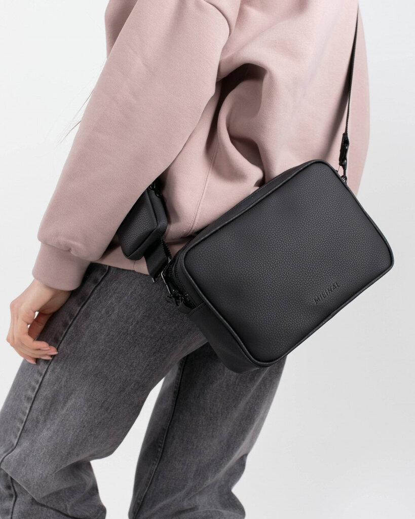 Krepšys Milinal Crossbody bag, juodos spalvos, eko oda цена и информация | Moteriškos rankinės | pigu.lt