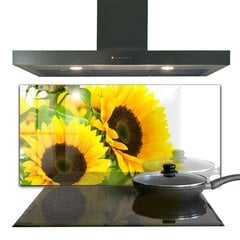 Apsauga nuo purslų stiklo plokštė Vasaros saulėgrąžų puokštė, 120x60 cm, įvairių spalvų kaina ir informacija | Virtuvės baldų priedai | pigu.lt