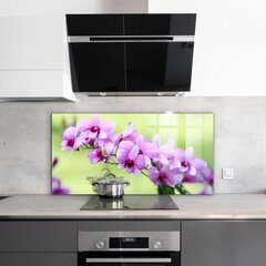 Apsauga nuo purslų stiklo plokštė Violetinė orchidėja, 120x60 cm, įvairių spalvų kaina ir informacija | Virtuvės baldų priedai | pigu.lt