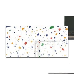 Apsauga nuo purslų stiklo plokštė Terrazzo Terrazzo akmenukai, 120x60 cm, įvairių spalvų цена и информация | Комплектующие для кухонной мебели | pigu.lt