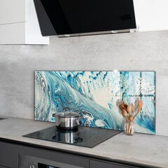 Apsauga nuo purslų stiklo plokštė Jūros banga, 125x50 cm, įvairių spalvų kaina ir informacija | Virtuvės baldų priedai | pigu.lt