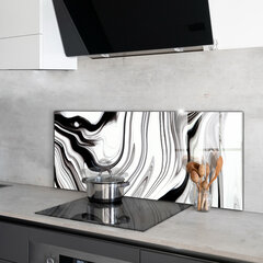 Apsauga nuo purslų stiklo plokštė Akvarelė Juodai balta, 125x50 cm, įvairių spalvų kaina ir informacija | Virtuvės baldų priedai | pigu.lt