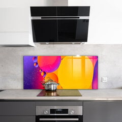 Apsauga nuo purslų stiklo plokštė Spalvingi apskritimai, 125x50 cm, įvairių spalvų цена и информация | Комплектующие для кухонной мебели | pigu.lt