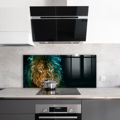 Apsauga nuo purslų stiklo plokštė Liūtas abstrakčiame leidime, 125x50 cm, įvairių spalvų цена и информация | Комплектующие для кухонной мебели | pigu.lt