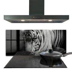 Apsauga nuo purslų stiklo plokštė Baltasis Sibiro tigras, 125x50 cm, įvairių spalvų цена и информация | Комплектующие для кухонной мебели | pigu.lt