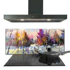 Apsauga nuo purslų stiklo plokštė Žiemos parko tapyba akrilu, 125x50 cm, įvairių spalvų kaina ir informacija | Virtuvės baldų priedai | pigu.lt