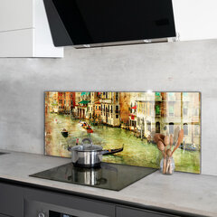 Apsauga nuo purslų stiklo plokštė Italija Venecijos vintage paveikslėlis, 125x50 cm, įvairių spalvų цена и информация | Комплектующие для кухонной мебели | pigu.lt