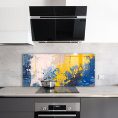 Apsauga nuo purslų stiklo plokštė Abstraktūs spalvingi dažai, 125x50 cm, įvairių spalvų kaina ir informacija | Virtuvės baldų priedai | pigu.lt