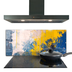 Apsauga nuo purslų stiklo plokštė Abstraktūs spalvingi dažai, 125x50 cm, įvairių spalvų kaina ir informacija | Virtuvės baldų priedai | pigu.lt