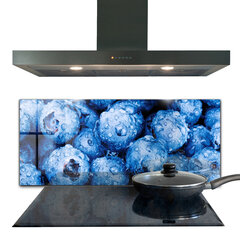 Apsauga nuo purslų stiklo plokštė Prinokusios mėlynės Uogos, 125x50 cm, įvairių spalvų kaina ir informacija | Virtuvės baldų priedai | pigu.lt