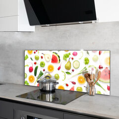 Apsauga nuo purslų stiklo plokštė Sveikų vaisių sudėtis, 125x50 cm, įvairių spalvų kaina ir informacija | Virtuvės baldų priedai | pigu.lt