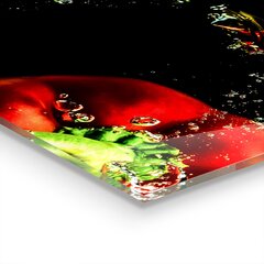 Apsauga nuo purslų stiklo plokštė Spalvingi pipirai po vandeniu, 125x50 cm, įvairių spalvų kaina ir informacija | Virtuvės baldų priedai | pigu.lt
