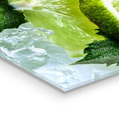 Apsauga nuo purslų stiklo plokštė Citrusiniai gaivieji laimai, 125x50 cm, įvairių spalvų kaina ir informacija | Virtuvės baldų priedai | pigu.lt