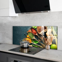 Apsauga nuo purslų stiklo plokštė Rytietiškos virtuvės prieskoniai, 125x50 cm, įvairių spalvų kaina ir informacija | Virtuvės baldų priedai | pigu.lt