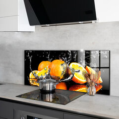 Apsauga nuo purslų stiklo plokštė Sultingi apelsinai, 125x50 cm, įvairių spalvų kaina ir informacija | Virtuvės baldų priedai | pigu.lt
