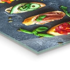 Apsauga nuo purslų stiklo plokštė Užkandžiai Apetitą žadinantys sumuštiniai, 125x50 cm, įvairių spalvų kaina ir informacija | Virtuvės baldų priedai | pigu.lt