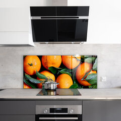 Apsauga nuo purslų stiklo plokštė Sultingi sicilietiški apelsinai, 125x50 cm, įvairių spalvų kaina ir informacija | Virtuvės baldų priedai | pigu.lt