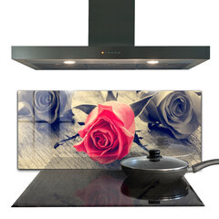 Apsauga nuo purslų stiklo plokštė Rožė Meilės simbolis, 125x50 cm, įvairių spalvų kaina ir informacija | Virtuvės baldų priedai | pigu.lt