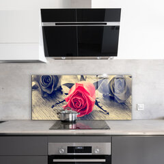 Apsauga nuo purslų stiklo plokštė Rožė Meilės simbolis, 125x50 cm, įvairių spalvų kaina ir informacija | Virtuvės baldų priedai | pigu.lt