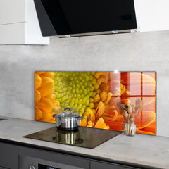 Apsauga nuo purslų stiklo plokštė Gerberos gėlių apelsinas, 125x50 cm, įvairių spalvų kaina ir informacija | Virtuvės baldų priedai | pigu.lt