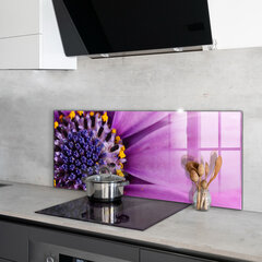Apsauga nuo purslų stiklo plokštė Violetinė vasaros gėlė, 125x50 cm, įvairių spalvų цена и информация | Комплектующие для кухонной мебели | pigu.lt