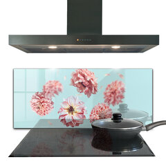Apsauga nuo purslų stiklo plokštė Gėlės skrydžio kompozicija, 125x50 cm, įvairių spalvų kaina ir informacija | Virtuvės baldų priedai | pigu.lt
