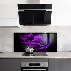 Apsauga nuo purslų stiklo plokštė Violetinės rožės abstraktūs dūmai, 125x50 cm, įvairių spalvų kaina ir informacija | Virtuvės baldų priedai | pigu.lt