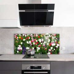 Apsauga nuo purslų stiklo plokštė Pievos vasaros gėlės, 125x50 cm, įvairių spalvų kaina ir informacija | Virtuvės baldų priedai | pigu.lt