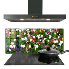Apsauga nuo purslų stiklo plokštė Pievos vasaros gėlės, 125x50 cm, įvairių spalvų цена и информация | Комплектующие для кухонной мебели | pigu.lt