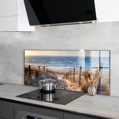 Apsauga nuo purslų stiklo plokštė Smėlio kopos prie Baltijos jūros, 125x50 cm, įvairių spalvų kaina ir informacija | Virtuvės baldų priedai | pigu.lt