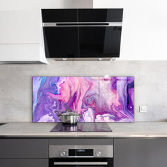 Apsauga nuo purslų stiklo plokštė Rožinė abstrakcija, 125x50 cm, įvairių spalvų kaina ir informacija | Virtuvės baldų priedai | pigu.lt