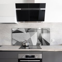 Apsauga nuo purslų stiklo plokštė Pilka geometrinė abstrakcija, 125x50 cm, įvairių spalvų kaina ir informacija | Virtuvės baldų priedai | pigu.lt