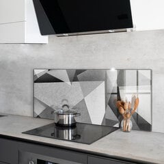 Apsauga nuo purslų stiklo plokštė Pilka geometrinė abstrakcija, 125x50 cm, įvairių spalvų kaina ir informacija | Virtuvės baldų priedai | pigu.lt
