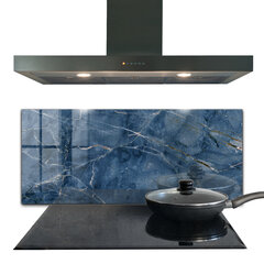 Apsauga nuo purslų stiklo plokštė Mėlyno marmuro tekstūra, 125x50 cm, įvairių spalvų kaina ir informacija | Virtuvės baldų priedai | pigu.lt