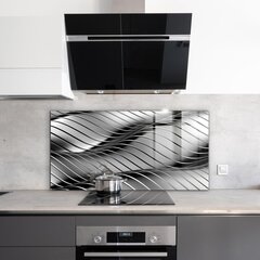 Apsauga nuo purslų stiklo plokštė Metalinių bangų abstrakcija, 140x70 cm, įvairių spalvų цена и информация | Комплектующие для кухонной мебели | pigu.lt