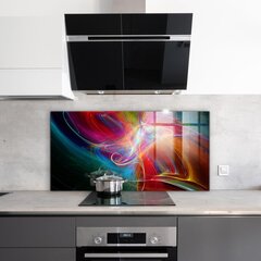 Apsauga nuo purslų stiklo plokštė Energingas spalvų mišinys, 140x70 cm, įvairių spalvų цена и информация | Комплектующие для кухонной мебели | pigu.lt