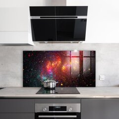 Apsauga nuo purslų stiklo plokštė Galaktika Chaosas Fantazija, 140x70 cm, įvairių spalvų цена и информация | Комплектующие для кухонной мебели | pigu.lt