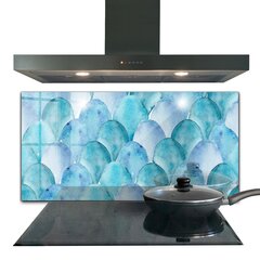 Apsauga nuo purslų stiklo plokštė Akvarelės svarstyklės mėlynas raštas, 140x70 cm, įvairių spalvų kaina ir informacija | Virtuvės baldų priedai | pigu.lt