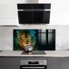 Apsauga nuo purslų stiklo plokštė Liūtas abstrakčiame leidime, 140x70 cm, įvairių spalvų цена и информация | Комплектующие для кухонной мебели | pigu.lt