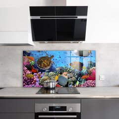 Apsauga nuo purslų stiklo plokštė Karibų barjerinis rifas, 140x70 cm, įvairių spalvų цена и информация | Комплектующие для кухонной мебели | pigu.lt