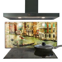 Apsauga nuo purslų stiklo plokštė Italija Venecijos vintage paveikslėlis, 140x70 cm, įvairių spalvų цена и информация | Комплектующие для кухонной мебели | pigu.lt