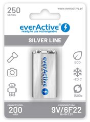 Įkraunamos baterijos everActive Ni-MH 6F22 9V 250 mAh Silver Line kaina ir informacija | Elementai | pigu.lt