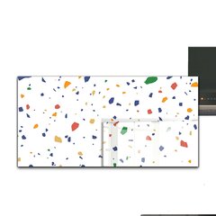 Apsauga nuo purslų stiklo plokštė Terrazzo Terrazzo akmenukai, 140x70 cm, įvairių spalvų kaina ir informacija | Virtuvės baldų priedai | pigu.lt