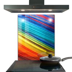 Apsauga nuo purslų stiklo plokštė Spalvingas grafinis vaivorykštės raštas, 60x80 cm, įvairių spalvų цена и информация | Комплектующие для кухонной мебели | pigu.lt