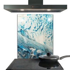 Apsauga nuo purslų stiklo plokštė Jūros banga, 60x80 cm, įvairių spalvų цена и информация | Комплектующие для кухонной мебели | pigu.lt