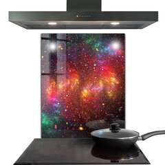 Apsauga nuo purslų stiklo plokštė Galaktika Chaosas Fantazija, 60x80 cm, įvairių spalvų цена и информация | Комплектующие для кухонной мебели | pigu.lt
