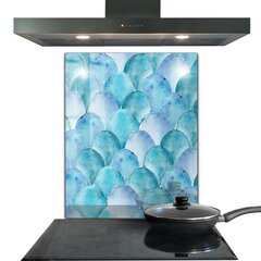 Apsauga nuo purslų stiklo plokštė Akvarelės svarstyklės mėlynas raštas, 60x80 cm, įvairių spalvų цена и информация | Комплектующие для кухонной мебели | pigu.lt