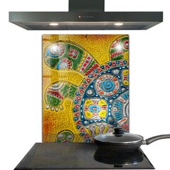 Apsauga nuo purslų stiklo plokštė Vėžlio keramikos mozaika, 60x80 cm, įvairių spalvų цена и информация | Комплектующие для кухонной мебели | pigu.lt
