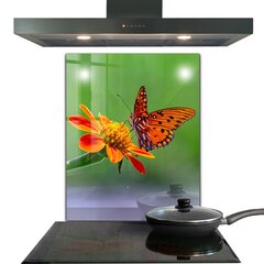 Apsauga nuo purslų stiklo plokštė Drugelis ant vasaros gėlių, 60x80 cm, įvairių spalvų kaina ir informacija | Virtuvės baldų priedai | pigu.lt