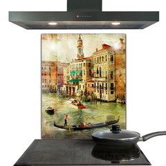 Apsauga nuo purslų stiklo plokštė Italija Venecijos vintage paveikslėlis, 60x80 cm, įvairių spalvų kaina ir informacija | Virtuvės baldų priedai | pigu.lt